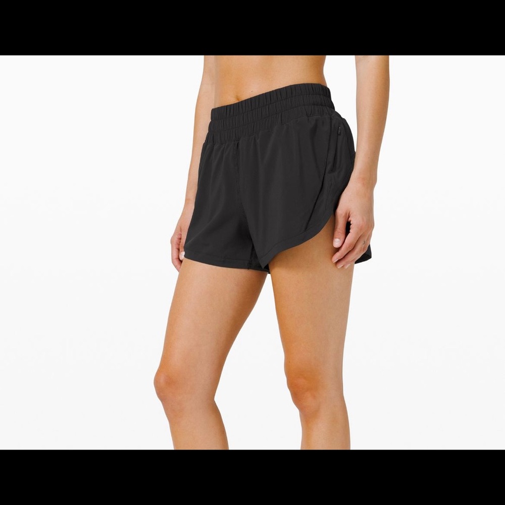 Lululemon track that high rise 3” short black size 2